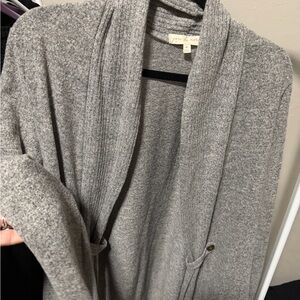 Gray Shawl-Collar Women's Sweater Cardigan